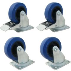 4" Blue Wheeled Castor set