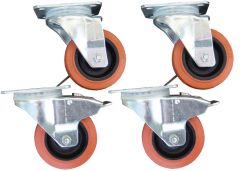 4" Orange Wheeled Castor set