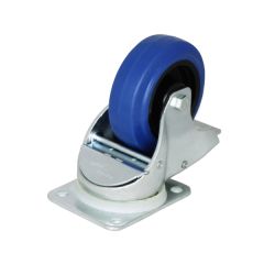 4" Blue Wheeled Braked Self Centering Castor