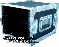 8u Half Width 2 Door Rack Flight Case Open