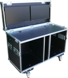 Double 12U 19" Workstation Flight Case
