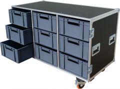 9 Drawer Euro Container 3x3 Tech Drawer Flight Case